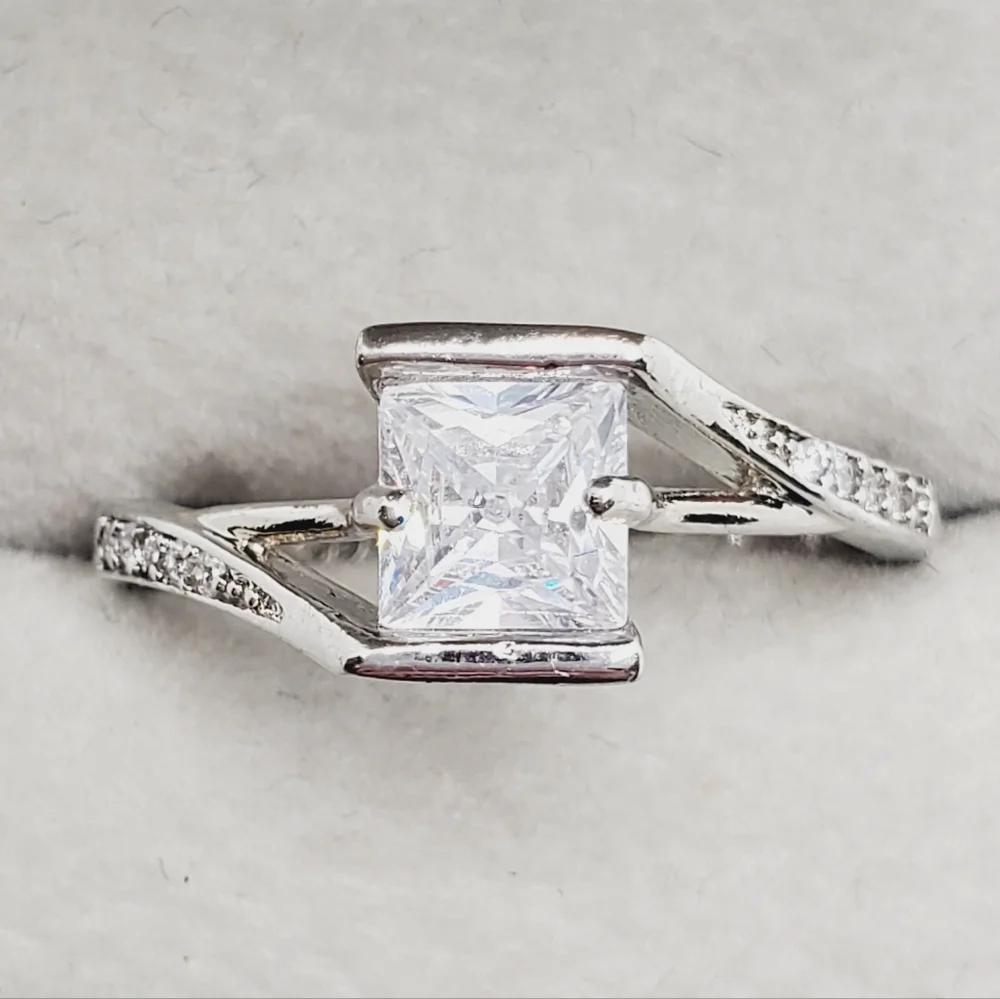 Princess Cut Silver Ring